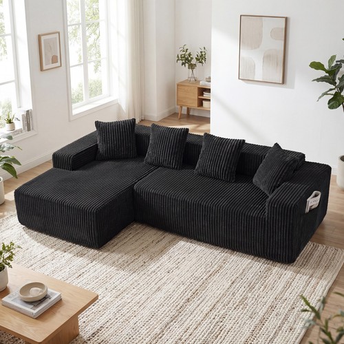 Corduroy ecksofa sofa form - corduroy, l-form