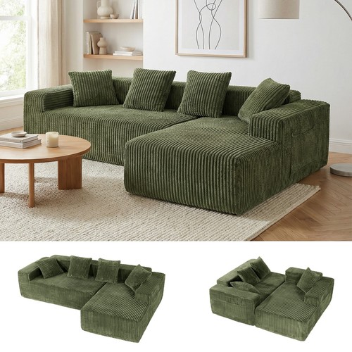261cm corduroy ecksofa sofa - ecksofa,