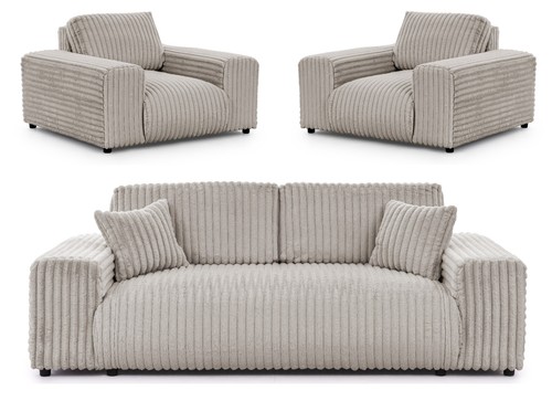 Sofa set cord hellgrau - set,